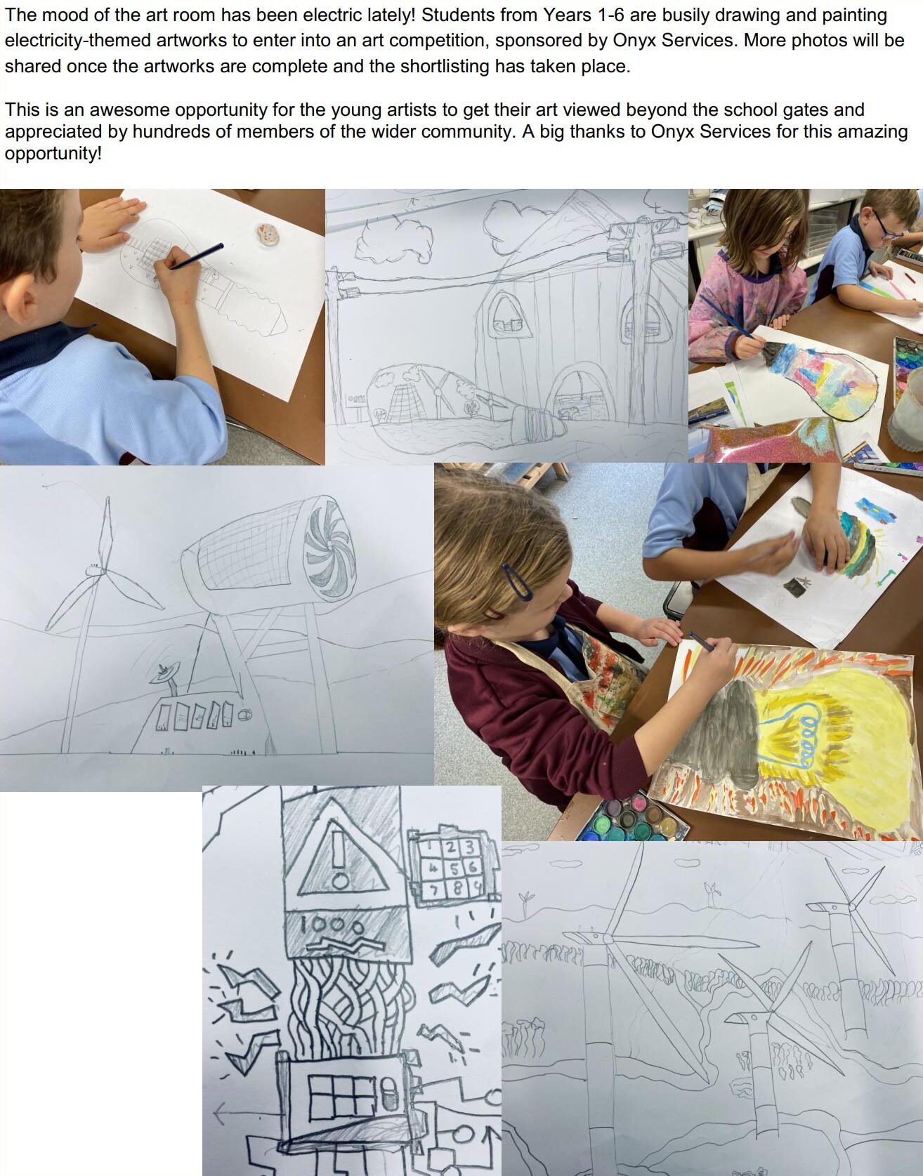 ElectricityThemed School Art Competition Onyx Services Australia